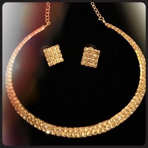 Crystal Rhinestones Choker & Earrings